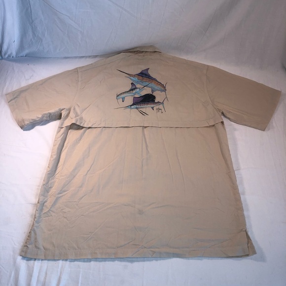 Men’s Guy Harvey Fish SS Casual Button Up Shirt L - Picture 5 of 7